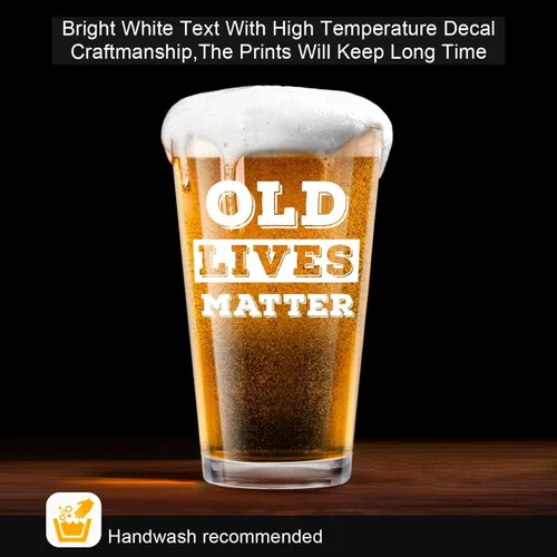Miniatura 3 de LIGHTEN LIFE Old Lives Matter - Vaso de cerveza de 16 onzas, regalo único de anciano, en caja de barril valioso, vaso de cerveza de cumpleaños