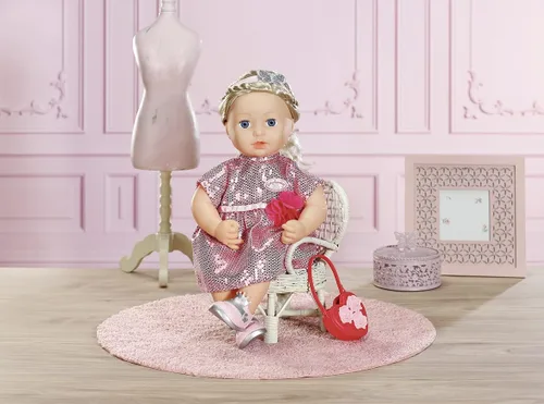 Miniatura 5 de Baby Annabell Atuendo glamour de lujo de 16.9 in – brillante ropa de fiesta – fácil para manos pequeñas, juego creativo promueve la empatía