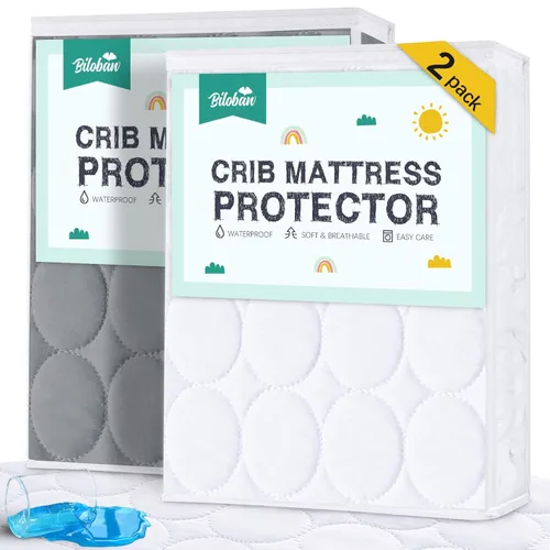 Miniatura 13 de Sábanas protectoras de colchón de cuna impermeables, paquete de 2, funda acolchada ajustable para colchón de cuna que se adapta a colchones de cama