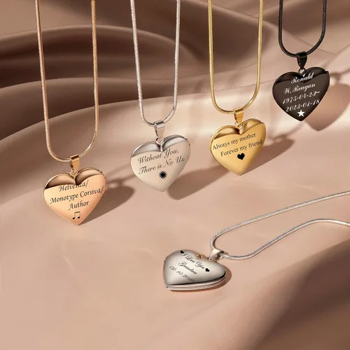 Miniatura 3 de Fanery sue Collar con medallón de corazón que sostiene imágenes, collares personalizados con fotos personalizadas, con imagen