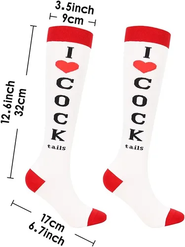 Miniatura 2 de Bibalabili Calcetines divertidos "I Love Cocktails" para rodillas, calcetines de tubo para fiesta, regalos de broma para Navidad, regalos