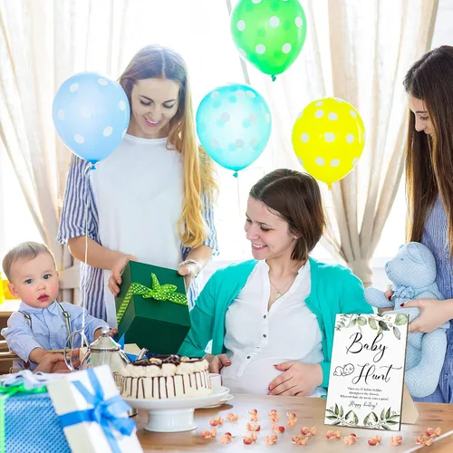 Miniatura 6 de Roowest Los juegos de baby shower de 51 piezas incluyen letrero de caza de madera, 50 mini juegos de plástico para baby shower, revelación