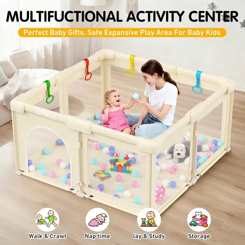 Miniatura 6 de Baby Playpen Foldable Playpen for Babies and Toddlers, Large Playpens Portable Play Pen Play Yard for Kids Fence Indoor Outdoor Travel 4 Handlers 50