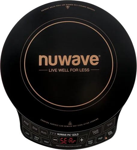 Miniatura 2 de Nuwave Placa de inducción de precisión Gold, portátil, gran bobina de calentamiento de 8", superficie de vidrio cerámico a prueba de roturas de 12