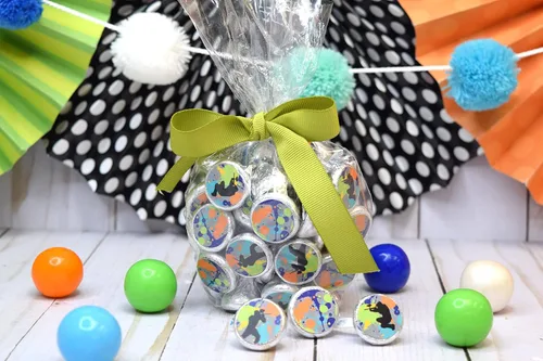 Miniatura 2 de AmandaCreation - Etiquetas adhesivas para fiestas de cumpleaños con temática de paintball, 300 adhesivos circulares de fiesta de 0.75 pulgadas