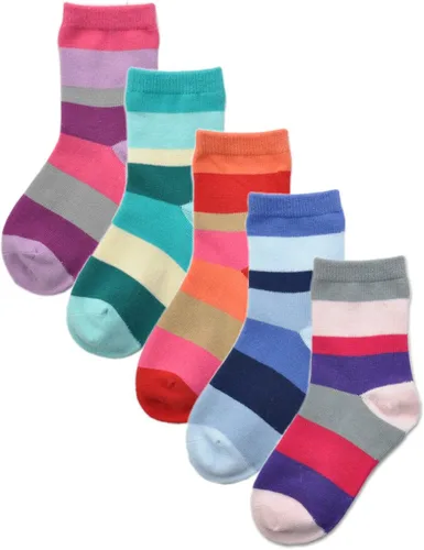 Miniatura 9 de EPEIUS Paquete de 5 calcetines sin costuras con rayas arcoíris para niños y niñas