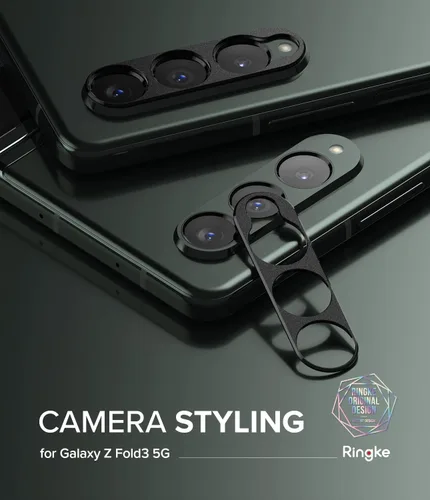 Miniatura 9 de Ringke Protector de lente de cámara compatible con Samsung Galaxy Z Fold 3, marco de aluminio, resistente cubierta protectora - negro