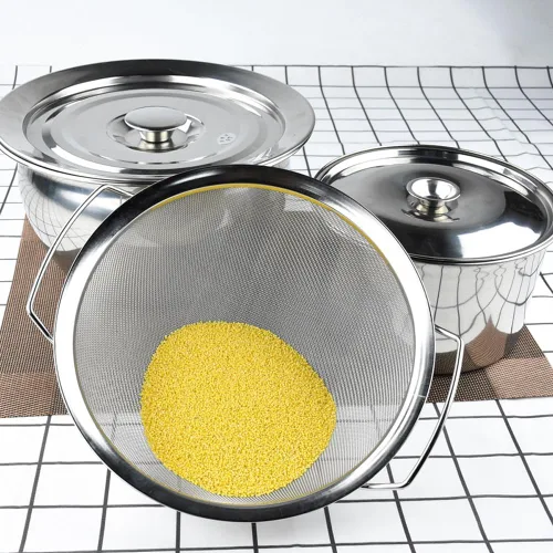 Miniatura 2 de Filtro de acero inoxidable con mango de tamiz de harina Filtro para freír Filtro de lavado de arroz Colador de frutas y verduras Escurridor de cesta