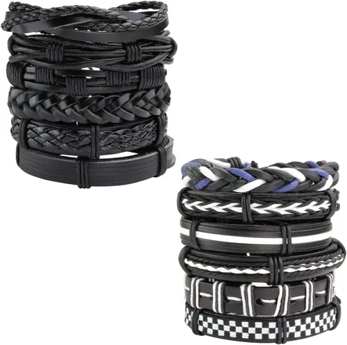 Miniatura 13 de Pulsera de cuero trenzada ajustable para hombres y mujeres