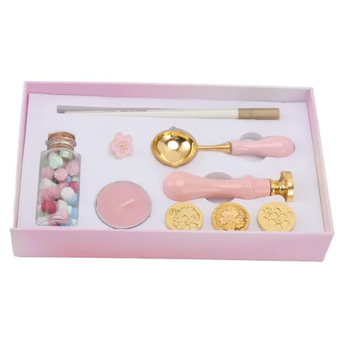 Miniatura 8 de Jeanoko Kit de sellos reemplazables con patrones de sello de cera con broche de mango de sello de madera para el hogar, escuela, oficina, invitación
