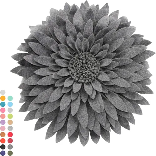 Miniatura 13 de Almohada decorativa 3D de flores de margarita, manta de girasol de 14.5 x 13 pulgadas, decoración redonda para el hogar para sofá y cama