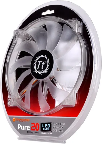 Miniatura 5 de Thermaltake 200 mm Pure 20 Series Azul LED Ventilador de Caja Tranquilo de Alto Flujo de Aire de Alto Rendimiento Fácil de Instalar Transparente
