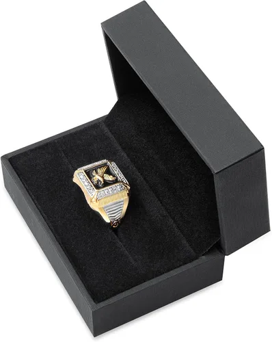 Miniatura 4 de Anillo de águila de oro de 14 quilates para hombre, circonita cúbica, anillo de águila americana