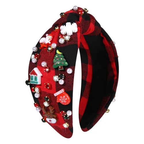 Miniatura 7 de mokkia Diadema de Navidad para Mujeres Accesorios de Navidad Lazo de Navidad Reno Copo de Nieve Diadema Rojo Verde Joyería con Perlas y Pedrería