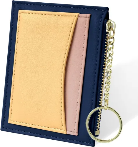 Miniatura 17 de URAQT Cartera para tarjetas de crédito, cartera minimalista de cuero delgado con cremallera, mini protector de tarjeta de crédito, llavero bolsillo