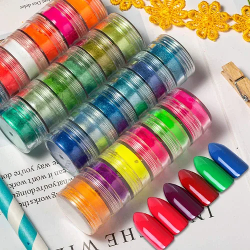 Miniatura 9 de DAGEDA Polvo de polvo de uñas de pigmento de 24 colores, purpurina iridiscente ultrafina y luminosa nacarada de alto brillo, polvo de halo de alto