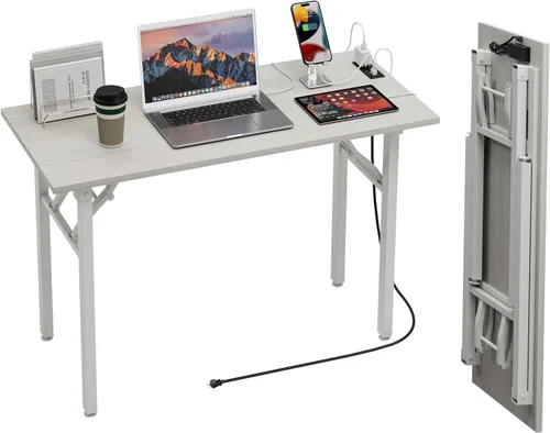Miniatura 22 de TEMI Mesa de Computadora Pequeña Mesa Plegable - Escritorio de Oficina Plegable de 35.8", Sin Ensamblaje, Perfecto para Espacios Pequeños