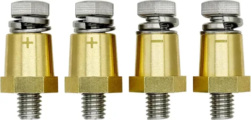 Miniatura 16 de Ampper Postes de carga de terminal de batería de poste lateral de latón macho de 3/8"-16 roscas, poste lateral estándar adaptador de poste