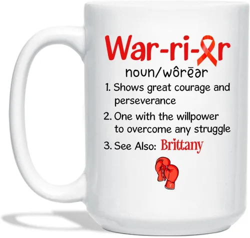 Miniatura 23 de Taza de café de concientización sobre el cáncer de mama con nombre personalizado, taza de café de 11 onzas, taza de té de cerámica blanca