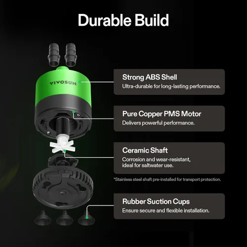 Miniatura 4 de VIVOSUN Bomba de agua sumergible de 210 GPH de 10 W, con flujo de agua ajustable, tubo de 4.9 pies, eje de cerámica adicional y adaptadores