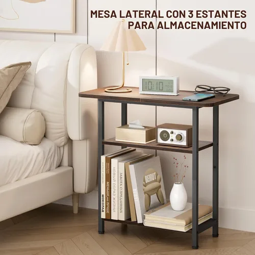 Miniatura 5 de SLEEPING LAMB Mesa auxiliar para sala de estar, mesa auxiliar de 3 niveles para espacios pequeños con superficie de almacenamiento amplia, mesita