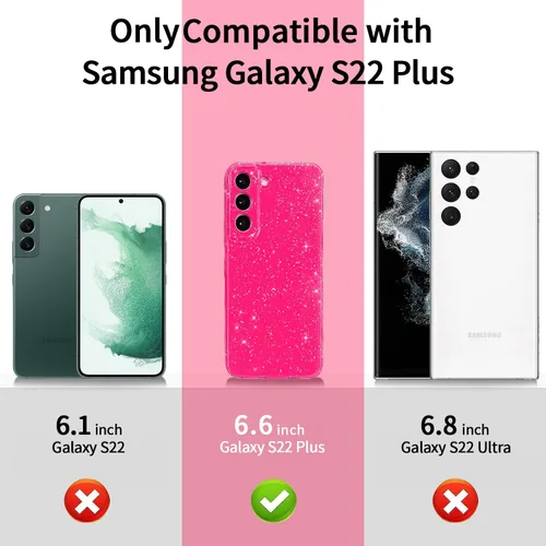 Miniatura 2 de MINSCOSE Compatible con Samsung Galaxy S22 Plus Case, Bonito Color Neón Brillante, con Purpurina Brillante Delgada Resistente a Golpes de Silicona