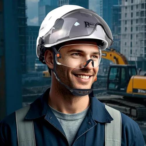 Miniatura 9 de SAFEBUILDER Casco de seguridad de construcción con visera incorporada Casco duro ABS con visera Ventilación ajustable Casco de trabajo Protección