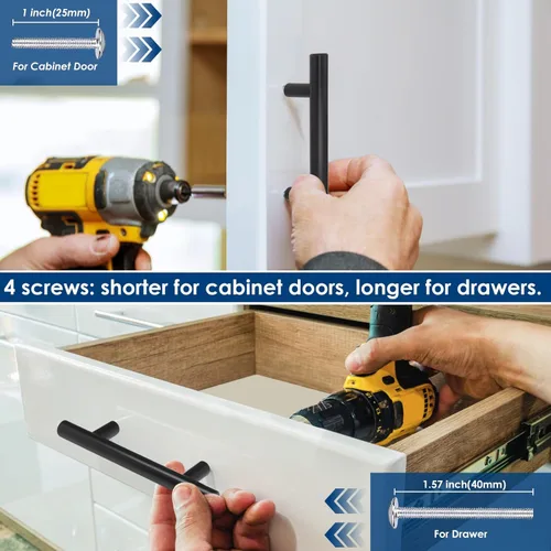 Miniatura 6 de HBL' - Paquete de 5 jaladeras de acero inoxidable para cocina, con 3 pulgadas de distancia entre los agujeros, color negro mate, para gabinetes