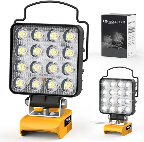 Miniatura 9 de Ecarke 2 PCS Luz de Trabajo LED Inalámbrica Compatible con DeWALT 20V: 70W 7000LM Linterna con USB y Puerto de Salida de Carga Tipo-C, Luz
