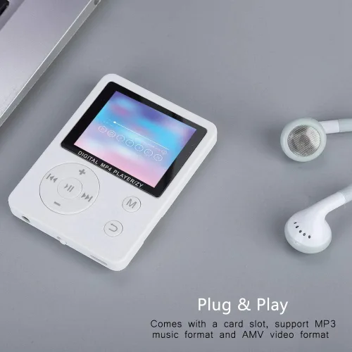 Miniatura 5 de MP3 portátil ligero y delgado, reproductor de música MP4 con altavoz auricular HiFi sin pérdida de sonido y ranura para tarjeta TF, reproductor
