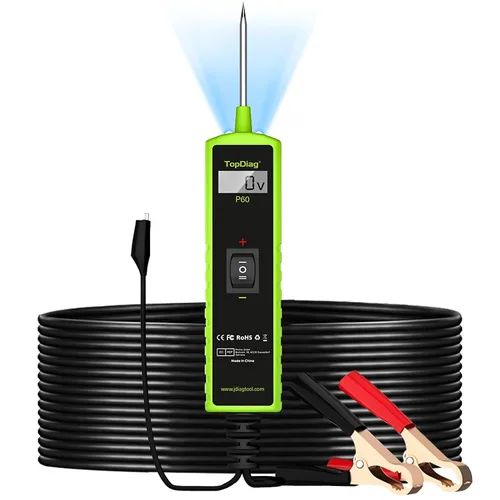 Topdiag Probador de sonda de circuito de potencia automotriz P60, Kit de sonda de circuito de alimentación de 12-24V, Buscador de automóvil de