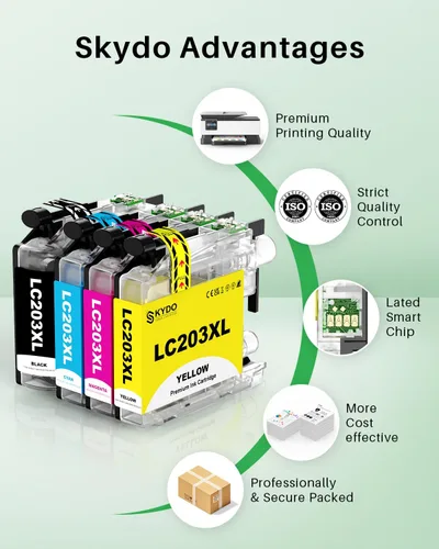 Miniatura 5 de LC203XL LC201XL - Paquete de 4 cartuchos de tinta de repuesto para Brother LC203 XL LC 203 LC203 LC201 LC-203 LC-201 Tintas de color para MFC-J480DW