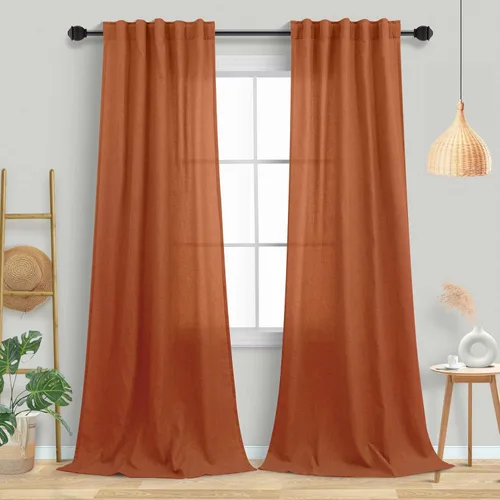 Miniatura 52 de Cortinas de lino azul claro de 90 pulgadas de largo para sala de estar, dormitorio de niñas, guardería, decoración acogedora de verano, bolsillo