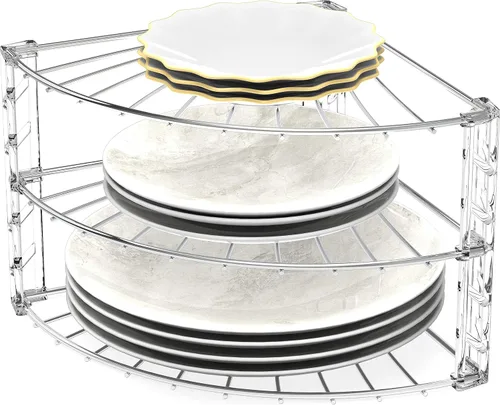 Simple Houseware Organizador de Estante de Esquina de Mostrador de 3 Niveles, Cromado Cromo