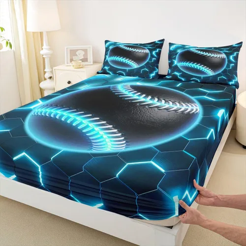 Miniatura 10 de Erosebridal Graffiti Rugby Ball Sheets for Boys Girls Colorful Rugby Helmet Fitted Sheet,Sports Kids Bedding Sets Football Game Bed Sets Twin 2 Piece