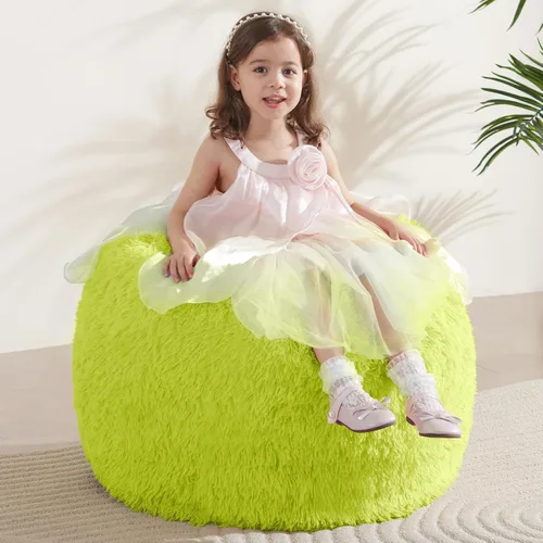 Miniatura 15 de Bean Bag Cover (No Filler) Soft Faux Fur Stuffed Animal Bean Bag Storage, Fluffy Plush Bean Bag Chair Cover Washable, Comfy Bean Bag Covers for Dark