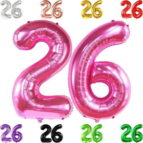 Miniatura 10 de KatchOn, Globos gigantes del número 26, color negro, 40 pulgadas, globos negros de cumpleaños del número 26 para decoración de cumpleaños de 26
