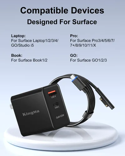 Miniatura 4 de Cargador para Surface Pro, cargador de Microsoft Surface de 65 W, cargador rápido PD3.0 para Microsoft Surface Pro 11, compatible con Microsoft