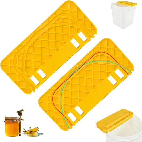 Miniatura 8 de HIMO Soporte para tanque de destapado de miel, herramienta raspadora de panal de apicultura, soporte de marco de panal amarillo, compatible