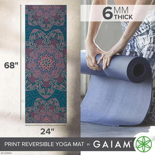 Miniatura 4 de Gaiam tapete de yoga prémium, estampado, extra grueso y antideslizante, de 15/64 pulgadas, para todo tipo de yoga, de pilates y de ejercicios