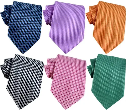 Miniatura 78 de WeiShang Lote de 6 corbatas clásicas de seda para hombre, corbatas tejidas jacquard
