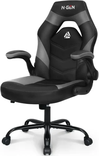 Miniatura 8 de N-GEN GAMING Silla de escritorio para videojuegos ergonómica con soporte lumbar, altura ajustable, brazos abatibles y ruedas giratorias con diseño