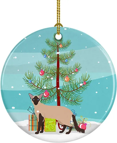 Miniatura 186 de Caroline's Treasures Adorno de cerámica con texto en inglés "Merry Christmas" para colgar en el árbol de Navidad, decoración para el hogar, Navidad