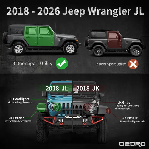 Miniatura 2 de oEdRo Estribos Totalmente de Acero con Placas de Escalón Pintables, Peldaños Laterales Atornillables Compatibles con Jeep Wrangler 4XE 2018-2026