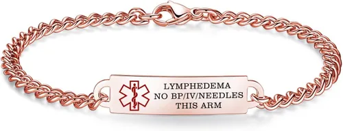 Miniatura 41 de Pulseras de identificación de alerta médica de 6.5 "-8.5" para mujeres, pulseras de emergencia médica de acero inoxidable, grabado gratuito