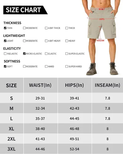 Miniatura 6 de Pantalones cortos de senderismo para hombre, de secado rápido, ligeros, con múltiples bolsillos, para pesca, campamento, golf