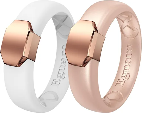 Miniatura 72 de Egnaro - Anillo de boda de silicona para mujer, diseño ergonómico y transpirable, ancho de 0.15 pulgadas, bandas de silicona flexibles con placa