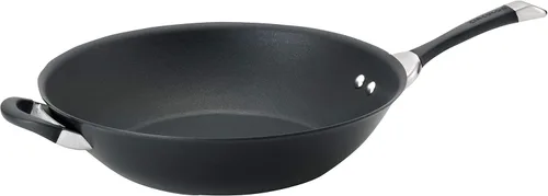 Circulon Symmetry Sartén Wok/Salteado Antiadherente de Anodizado Duro con Mango Auxiliar - 14 Pulgadas, Negro