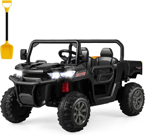Miniatura 12 de HONEY JOY Auto de 2 plazas, 12 V, batería de 12 V, con control remoto, suspensión de resorte, velocidad alta/baja, almacenamiento, música, USB, Negro