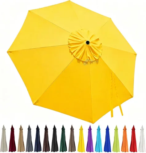 Miniatura 18 de Toldo de repuesto para sombrilla de patio de 10 pies, 8 varillas, impermeable y resistente a la decoloración, tela de poliéster gruesa para patio